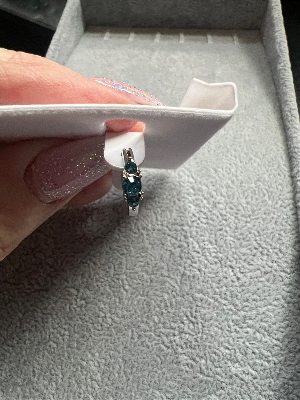 Teal Stone Silver- Tone Women's Ring
